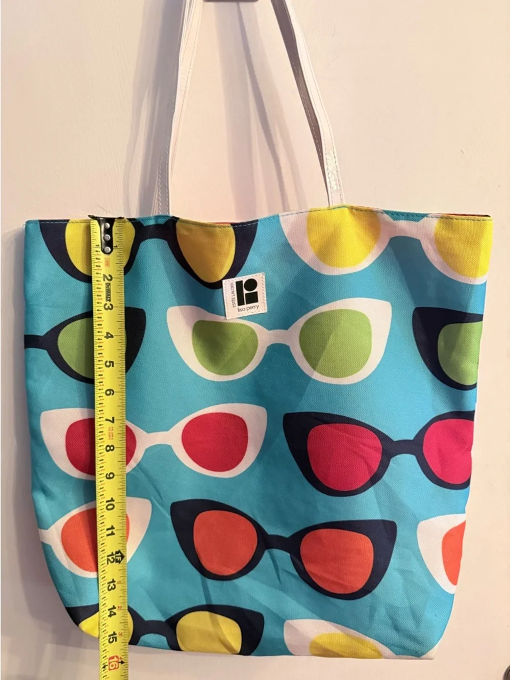Estée Lauder Lisa Perry Blue Sunglasses Print Tote with Multicolor Accents